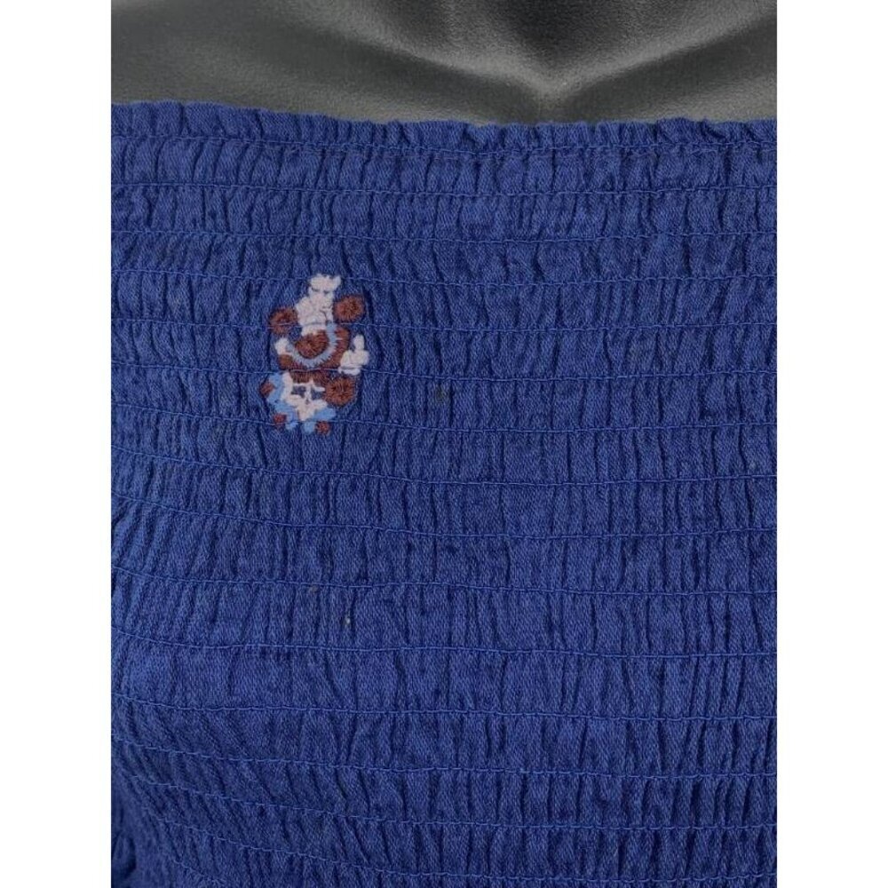 Free People Counting Daisys Navy Blue Dress Smocked Embroidered Extra Small NEW - Picture 7 of 11